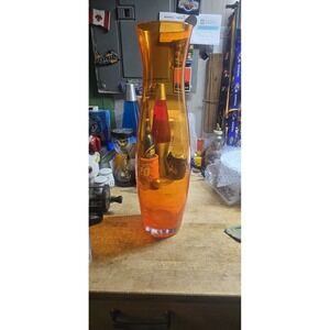 vintage Tangerine or Amberina orange swung glass vase 19 Inches Tall